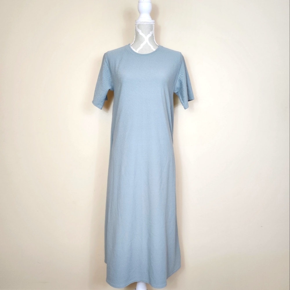 Soft Flowy Mint Pastel Short Sleeve Midi Dress Coastal Grandma Minimalist Small